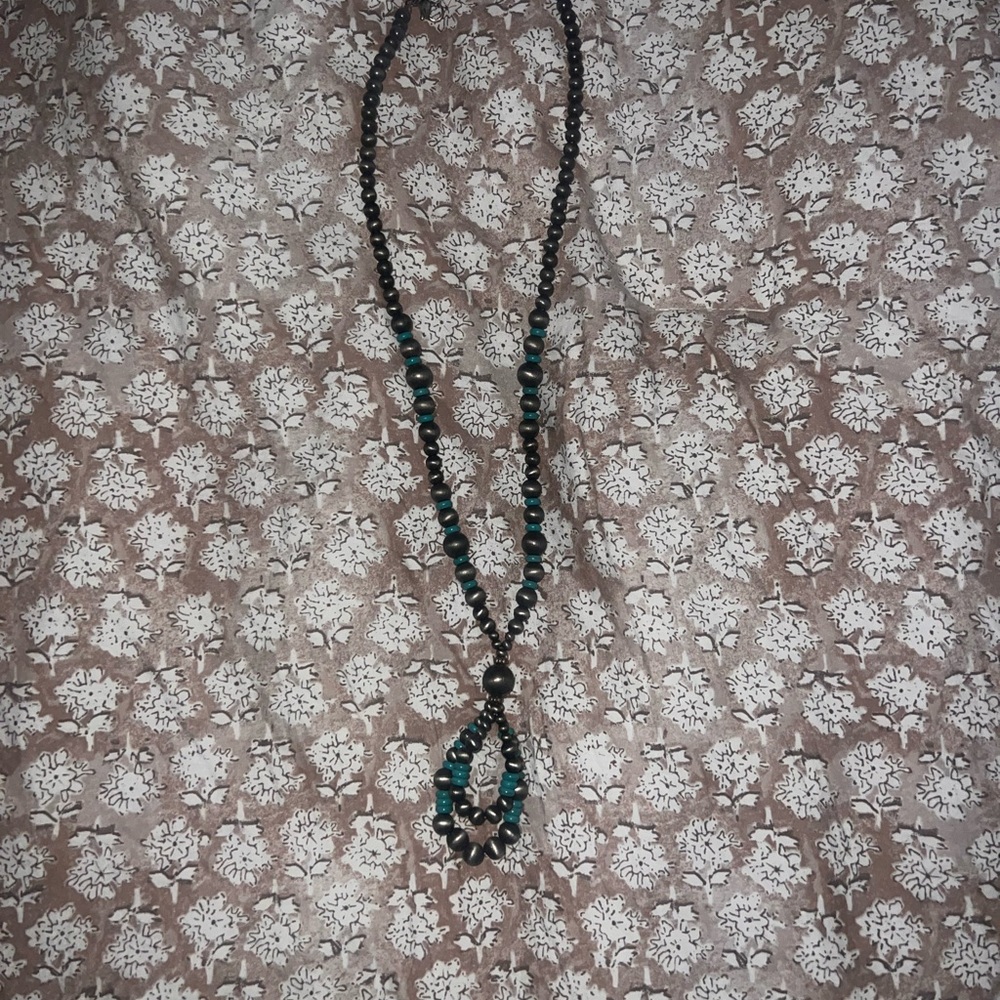 Elegant Black and Teal Beaded Necklace